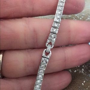 Solid 18k white gold diamond bracelet Art Deco